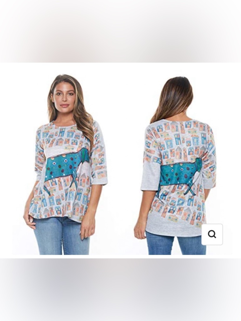 Inoah - Molly in Town, Scoop Neck, Hi Lo Hem Women’s Graphic top Small